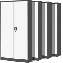 Jan Nowak 4er Set Aktenschrank C001H Büroschrank Metallschrank Stahlschrank Werkzeugschrank Stahlblech Pulverbeschichtet Flügeltürschrank Abschließbar 195 cm x