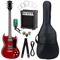 McGrey Rockit E-Gitarre Double Cut-Komplettset Cherry Red