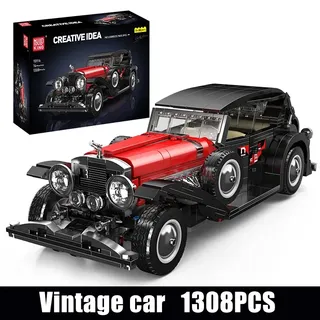 Schimmel König 10114 technische Autos pielzeug der rote Oldtimer Baustein Montage Oldtime Auto Ziegel Set Kinder Weihnachts geschenk