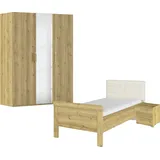 Rauch Schlafzimmer-Set RAUCH "Komplettschlafzimmer Schlafzimmer EVELYN", braun (asteiche), Bett 100x200cm + ohne Matratze, B/H: 100cm x 200cm, Bett 100x200cm, Holzwerkstoff, Schlafzimmermöbel-Sets, Schrank und Bett in 2 Breiten, Nachttisch 2 Schubladen MADE IN 