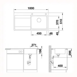 Blanco Divon II 5 S-IF links Edelstahl Seidenglanz + Excenterbetätigung + InFino