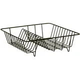 Testrut axentia Geschirrabtropfkorb - Abtropfgitter aus Draht - Geschirrständer mit Kunststoffüberzug schwarz - Geschirrkorb 35 x 9,5 x 34 cm - Abtropfgestell für Teller und Besteck - Küchenhelfer