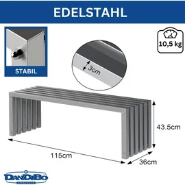 DanDiBo Ambiente Gartenbank 115 x 44 x 115 cm Silber