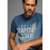 MAN'S WORLD T-Shirt Kurzarm, Regular Fit, bedrucktes Design, Rundhalsausschnitt Gr. XL (56/58), navy-hellgrau melange, , 42813205-XL