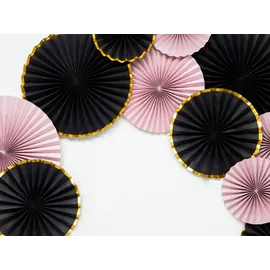 Partydeco 3 Dekofächer schwarz mit goldrand