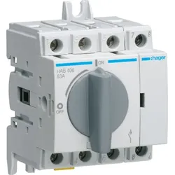 Hager Hauptschalter, 63A, 4p, IP20, Einbaugerät Festeinbautechnik, Ausführung als Wartungs-/Reparaturschalter, Ausführung als Sicherheitsschalter, HAB406