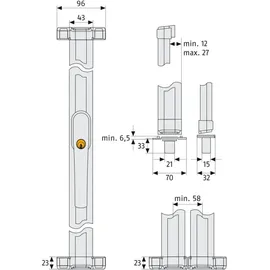 ABUS FOS 550 braun Stabiles Fenster-Stangenschloss Basisset VdS FOS550 B AL0125