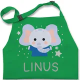 Kinderschürze Schürze Jungen Mädchen - Elefant Kinder - 2-6 Jahre - Grün - personalisierte elefanten geschenke name kindergarten elefantenmotiv junge elephant kind und - 2-6 Jahre