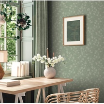 A.S. Création Nara Vliestapete mit floralem Muster 0,53 x 10,05 m Grün, Hellgrün – Blumentapete mit Blättermotiv Made in Germany – 387473