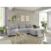 Uno Ecksofa beidseitig montierbar Angelina L-Form", mit Schlaffunktion und Bettkasten - grau