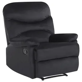 Beliani Fernsehsessel Eslov Samtstoff 80 x 100 x 90 cm Schwarz mit Fußstütze und Kissen