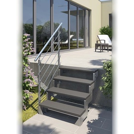 DOLLE Außentreppe Gardentop mit Edelstahl-Geländer Breite 100 cm Trimax anthrazit