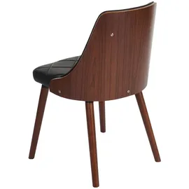 Mendler 2er-Set Esszimmerstuhl HWC-A75, Besucherstuhl Küchenstuhl, Walnuss-Optik Bugholz ~ Kunstleder schwarz