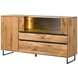 MASSIVMOEBEL24.DE Sideboard 160 x 87 x 43 cm Wildeiche geölt / Beige
