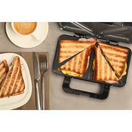 Bestron XL Sandwichmaker, Antihaftbeschichteter Sandwich-Toaster für 2 Sandwiches, inkl. automatischer Temperaturregelung & Bereitschaftsanzeige, ... - Beige