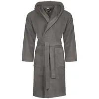 CLASS HOME COLLECTION Unisex-Bademantel mit Kapuze – Baumwoll-Frottee Morgenmantel für Damen & Herren, klassisch, 100% Baumwolle, Kapuze, Binde Gürtel, Mit Kapuze, zwei aufgesetzten Taschen und Bindegürtel grau L