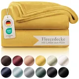 Blumtal Kuscheldecke flauschig - Oeko-TEX zertifizierte Fleecedecke 220x240 cm - Wohndecke 220x240 cm - Decke Couch Wohn- & Kuscheldecke - Flauschdecke - Wohnzimmerdecke/Wohn-+&+Kuscheldecken - Gelb