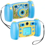 Somikon Fotoapparat Kinder: Kinder-Full-HD-Digitalkamera, 2. Objektiv für Selfies & 2 Sucher, blau (Fotokamera, Kindercamera)