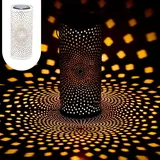Marrakesch Orient & Mediterran Interior Marrakesch Solarlaternen Solarlampen für außen mit Henkel aus Metall 30cm Groß | Boho Deko Outdoor Solar LED Laterne Wetterfest Swann Weiss IP65 Wasserdicht als Gartendeko im Garten