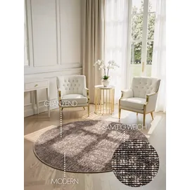 ELLE DECORATION Prisma Kurzflorteppich Ø 200 cm Beige/Braun