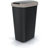 Prosperplast Abfallbehälter 45l mit Deckel KEDEN COMPACTA Q schwarz mit hellbraunem Rand - Schwarz/Hellbraun