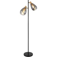 GLOBO Stehleuchte Stehlampe Rauchglas Wohnzimmer Glas Retro Standleuchte schwarz,