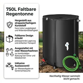 MuCoLa Klappbare Regentonne 750 l Grün