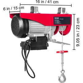 Vevor Flaschenzug Metall 400kg bis 800kg Hubhöhe 12m rot/silber