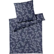 ELEGANTE Mako-Jersey Cherry Blossom Blau 135 x 200 cm + 80 x 80 cm