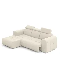 MEBLINI Elektrische Schlafcouch - Ecksofa mit Schlaffunktion - Sofa mit Relaxfunktion und Kopfstützen - Couch L-Form - Eckcouch - Wohnlandschaft -... - Beige