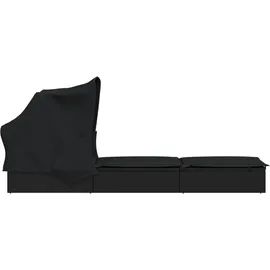 vidaXL Sonnenliege mit Kissen 182 x 118 x 63 cm Schwarz