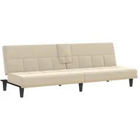 vidaXL Schlafsofa mit Getränkehaltern Creme Stoff
