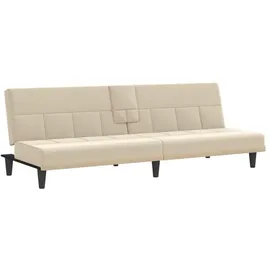 vidaXL Schlafsofa mit Getränkehaltern Creme Stoff