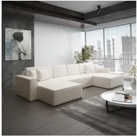 Fun Möbel Wohnlandschaft Schlafsofa Sofa CONOR PREMIUM, Kunstleder Creme