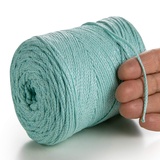 MeriWoolArt® Metallische Makramee Garn 2mm x 225m Farbig für Schnur Schmuckherstellung, Makramee Accessoires Schmuck - Boho Makramee Seil Garn - Glanz Lurex Recyceltes Baumwollgarn (Lurex Aqua)