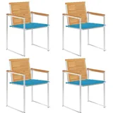 vidaXL Gartenstühle 4 Stk. mit Kissen Massivholz Teak