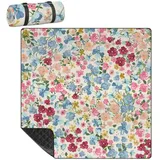 Mularoka Picknickdecke mit Blumen, wasserdicht, sanddicht, faltbar, Stranddecke, 200,7 x 200,7 cm, extra groß, tragbar, waschbar, Outdoor-Matte für Camping, Park, Gras, Wandern, Reisen