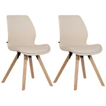 CLP 2er Set Stuhl Luna Kunststoff I Stoff I Samt I Kunstleder I Lehnstuhl mit Holzgestell