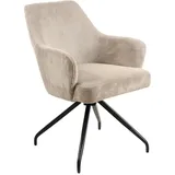 Livetastic Armlehnstuhl Cord, Schwarz, Beige, Holz, Metall, Textil, Pappel, Sperrholz, Drehkreuz, 58x84x63 cm, Sitzfläche 360° drehbar, Esszimmer, Stühle, Esszimmerstühle, Armlehnenstühle