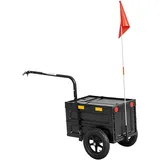 Fahrradanhänger, Gepäckwagen, Faltbar, Transportbox Aus Kunststoff, 65 L, Schnellverschlussdeckel, 145 X 51,5 X 72 Cm, Schwarz