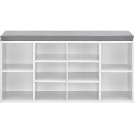 [en.casa] Ymir 103 x 48 x 30 cm mit Sitzbank / weiß grau