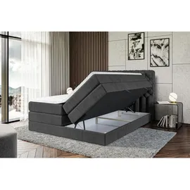 altdecor Boxspringbett mit Matratze, Topper, Polsterbett mit, Bettkasten BOXI8 KING - 180x200 - Schwarz Holzwerkstoff, Höhe ca. 20 cm cm, Schlafzimmer, Betten, Boxspringbetten