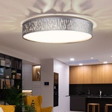 ETC Shop LED Deckenlampe rund Textil, grau-silber, 40 cm
