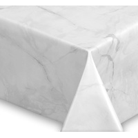 Beautex Tischdecke Wachstuchtischdecke abwischbar, Gartentischdecke Marmorstein (1-tlg) weiß Oval - 130 cm x 170 cm