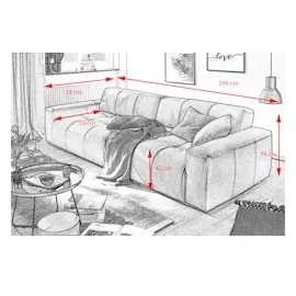KAWOLA Big Sofa PALACE 3-Sitzer mit Sitztiefenverstellung Leder brandy