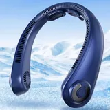 AUIIAH Nackenventilator Blattlos Tragbarer Halsventilator, Wiederaufladbarer Nackenlüfter Leise, Geschenke für Männer Frauen, Ventilator für Hitzewallungen, Reisen, Camping - Dunkelblau