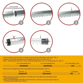 Nobily Achtkantwelle Rolladen-Set mit Maxi Rolladenmotor 20Nm/50kg 150 cm