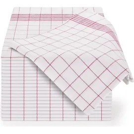 Blumtal 10er Set Premium Geschirrtücher - Hochwertige Geschirrhandtücher, 100% Baumwolle rot kariert, 50x70cm - Rot