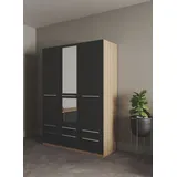Priess Kleiderschrank PRIESS "Schrank Garderobe Wäscheschrank Barcelona in 5 Breiten", braun (eichefarben artisan, schwarz), B:140cm H:193cm T:54cm, Holzwerkstoff, Schränke, Kleiderschrank, viel Stauraum, geräumige Schubkästen, mit Spiegel, MADE IN GERMANY