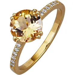 Fingerring »Schmuck Geschenk Silber 925 Damenring Ring«, mit Citrin oder Amethyst und Zirkonia (synth.), 65135950-60 gelbgoldfarben-gelb-kristallweiß + gelb-kristallweiß